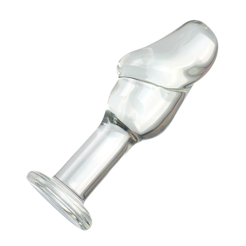 VaHppy Glass Dildo Anal Plugs Artificial Penis 4.8*13.5cm Gold/Transparent Female Masturbators Adult Sex Toys