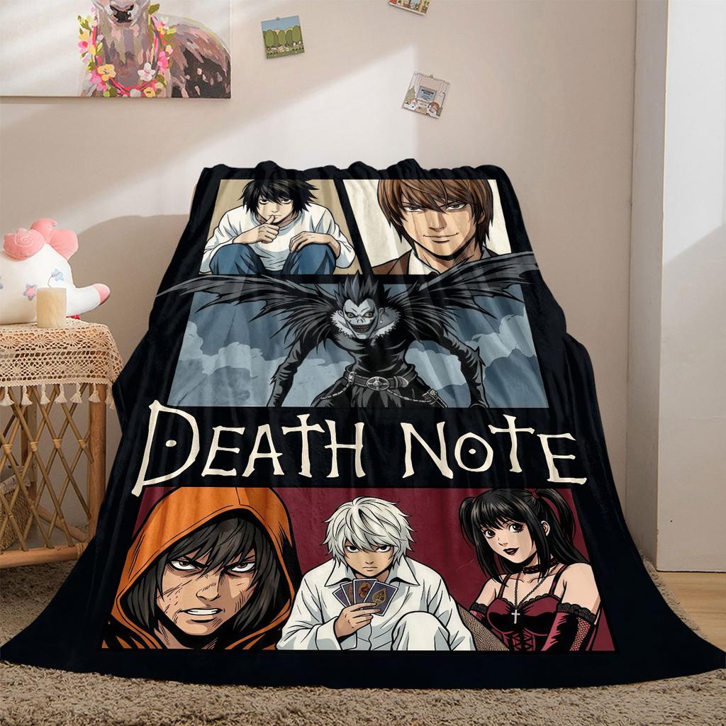 Death Note Fine 2D Print Flannel Blanket Cute Cartoon Graphic Patterns for Bedding Sofa Couch Travel Picnic Wrap_LIAN