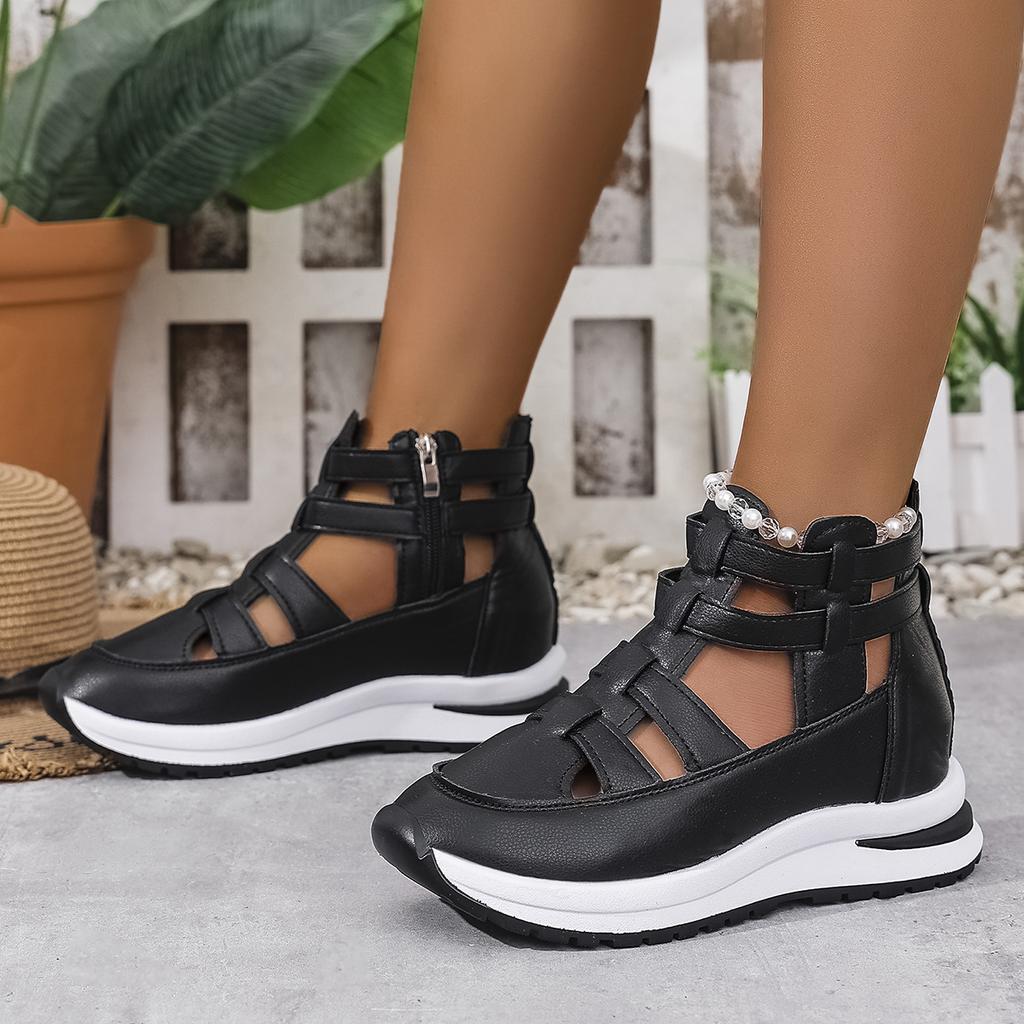 Fashion Closed Toe Breathable Clogs with Heel Suit Female Beige Large Size 2025 Summer Low-heeled Sports Low Sandals Woman Leather Shoes