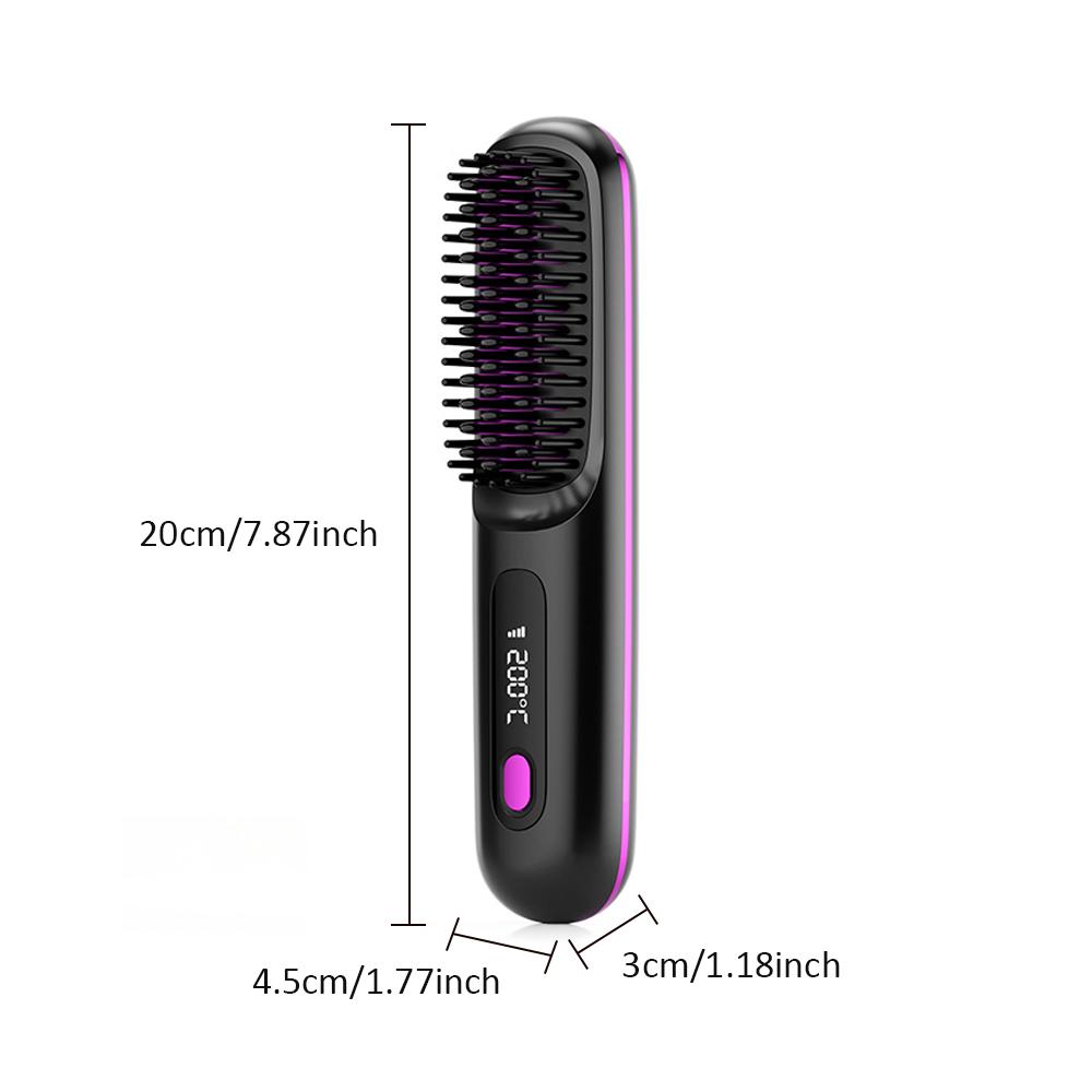 

Cordless Hair Straightener Brush 3 Temperature Electric Negative Ions Ceramic Anti-Scald Heated Comb Hair Styling Tools чорний
