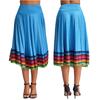 Womens Flamenco Dance Skirt Colorful Stripe Hem Elastic Waistband Folk Dancing Stage Performance Costume