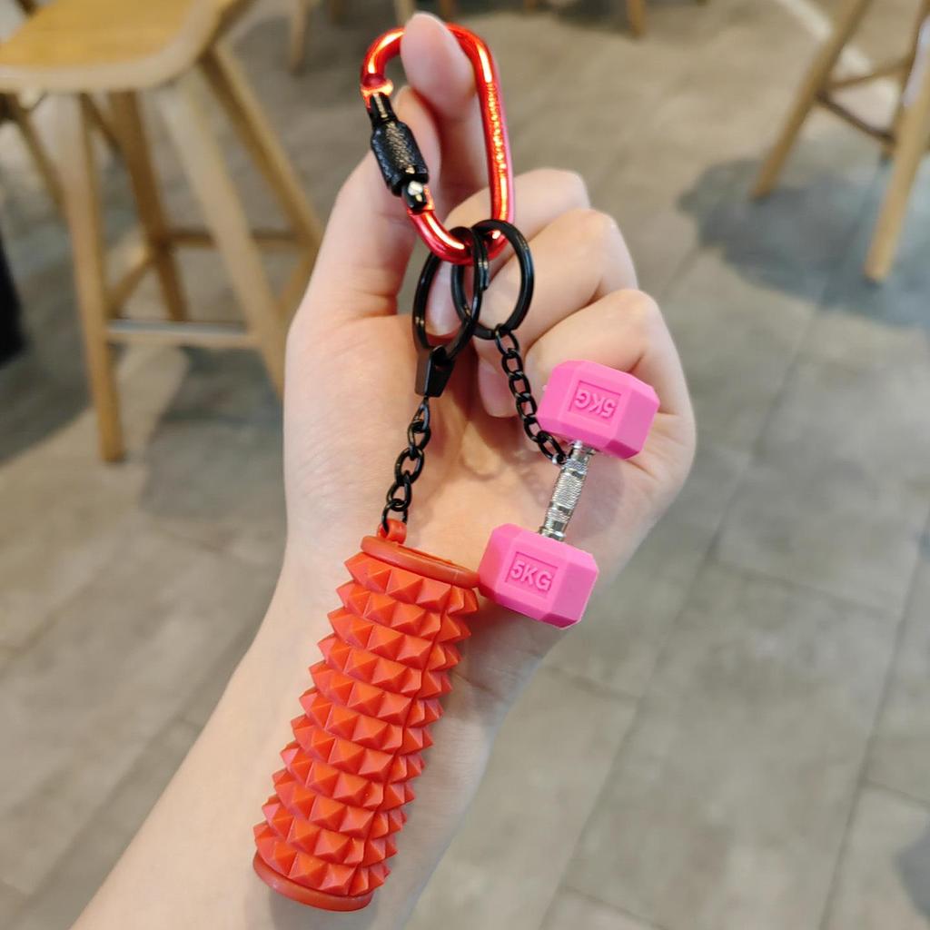 Mini Foam Roller Dumbbell Keychain: Stylish Fitness Pendant Gift for Men & Women