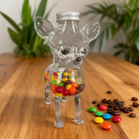 Animal Shape Glass Candy Jar Airtight Pet Treat Container for Kitchen Storage Transparent Canister for Cookies Coffee Snack