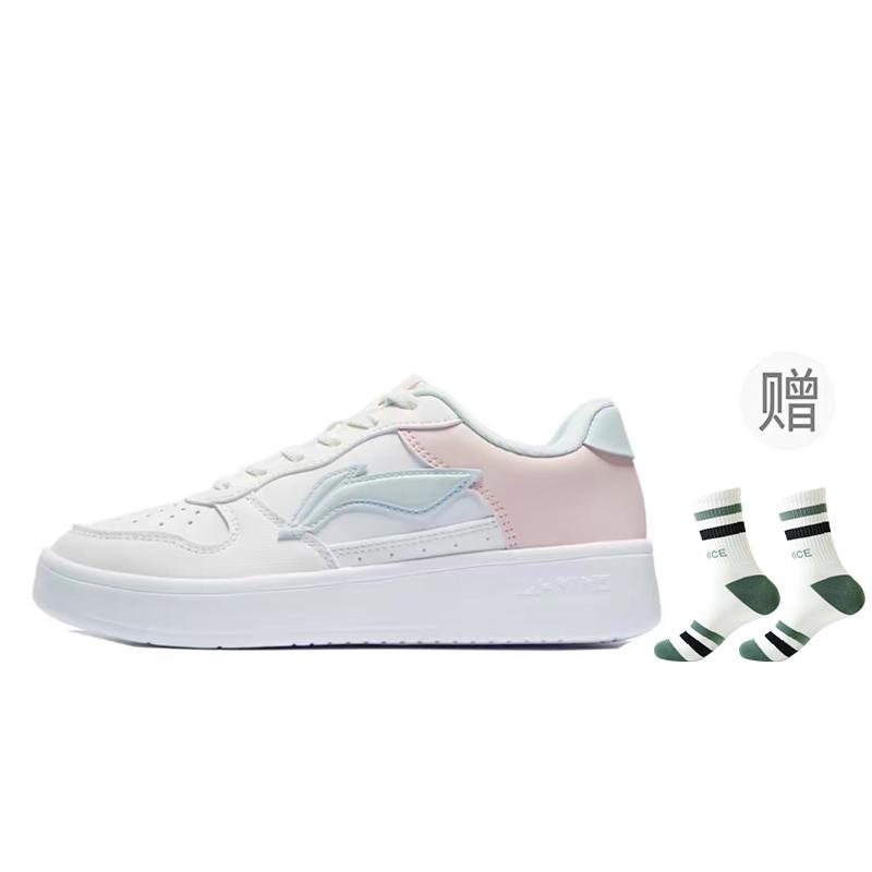 Li Ning Floating Boat Skateboard Shoes Women's Low top Mist White/Light Pink AGCS420-4