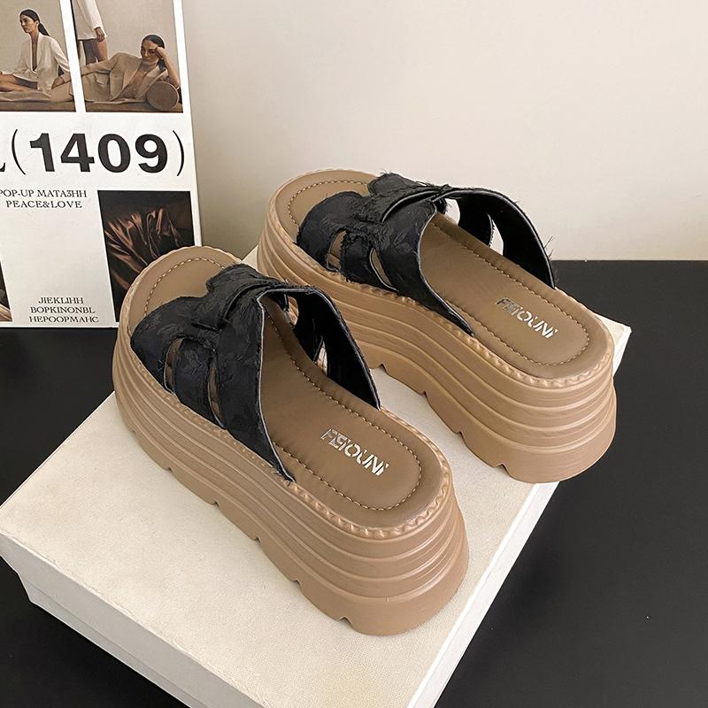 Modă Tocuri 8CM Platformă Înaltă Femei Papuci cu Vârf Deschis Sandale cu Platformă Încrucișată de Designer Pantofi Noi de Vară pentru Femei Papuci de Plajă cu Mărgele