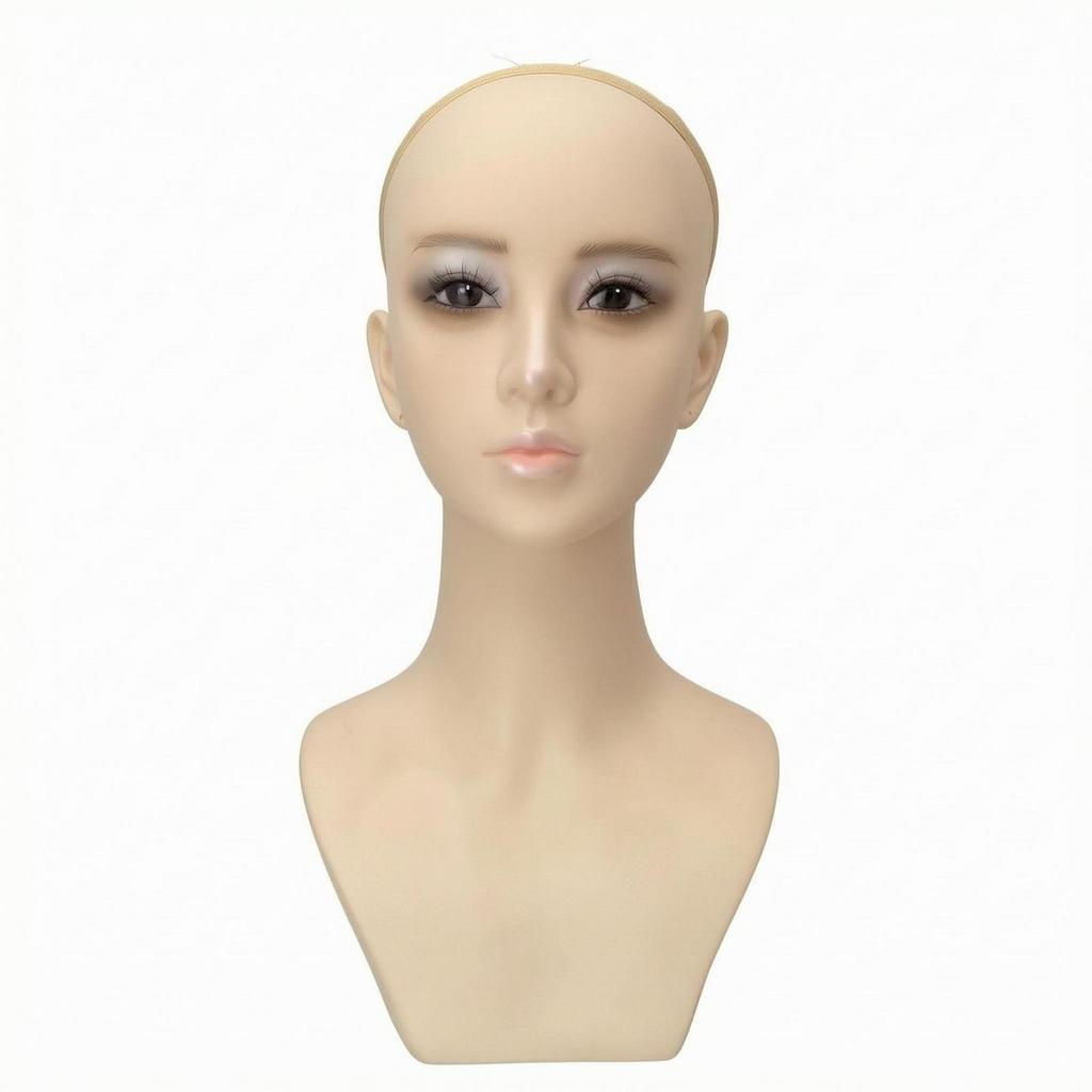 Female Mannequin Bust PVC Shell Hairpiece Display Head Foam Filled Jewelry for Photo