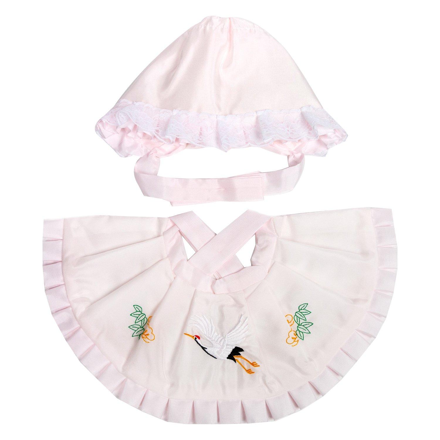 

Комплект для посещения храма чистый капюшон для мальчиков и девочек [KYOETSU] слюнявчик, шелк, комплект, 2 предмета (шапка, нагрудник) (розовый) розовый