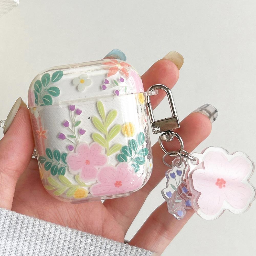 Soft Material Wireless Bluetooth Case Clear Green Knot Heart Design AirPods Case Cover Flower Pattern for AirPods 1/2/3/4/Pro 2