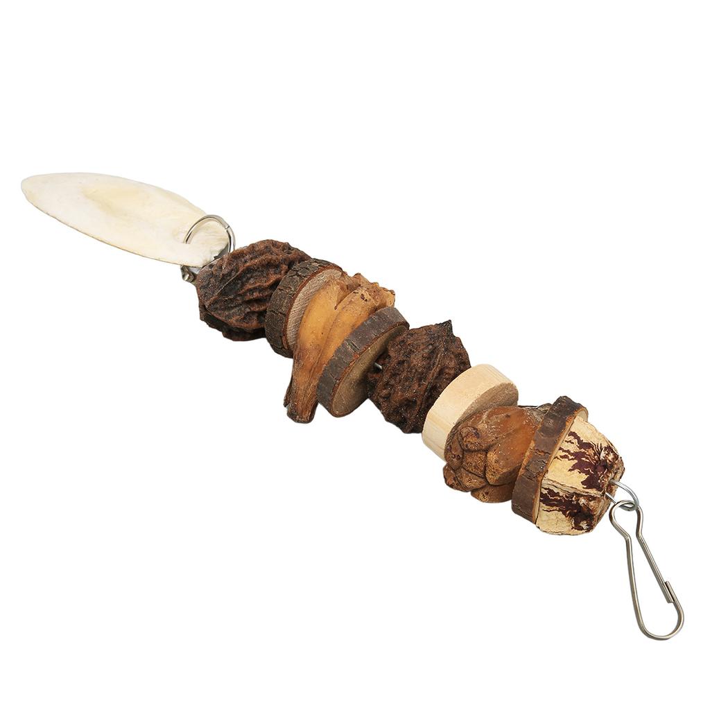 Bird Chew Toys Grinding Mouth Cuttlefish Bone Nuts Logs Hanging Parrot Chew Toy for Parrot Cage