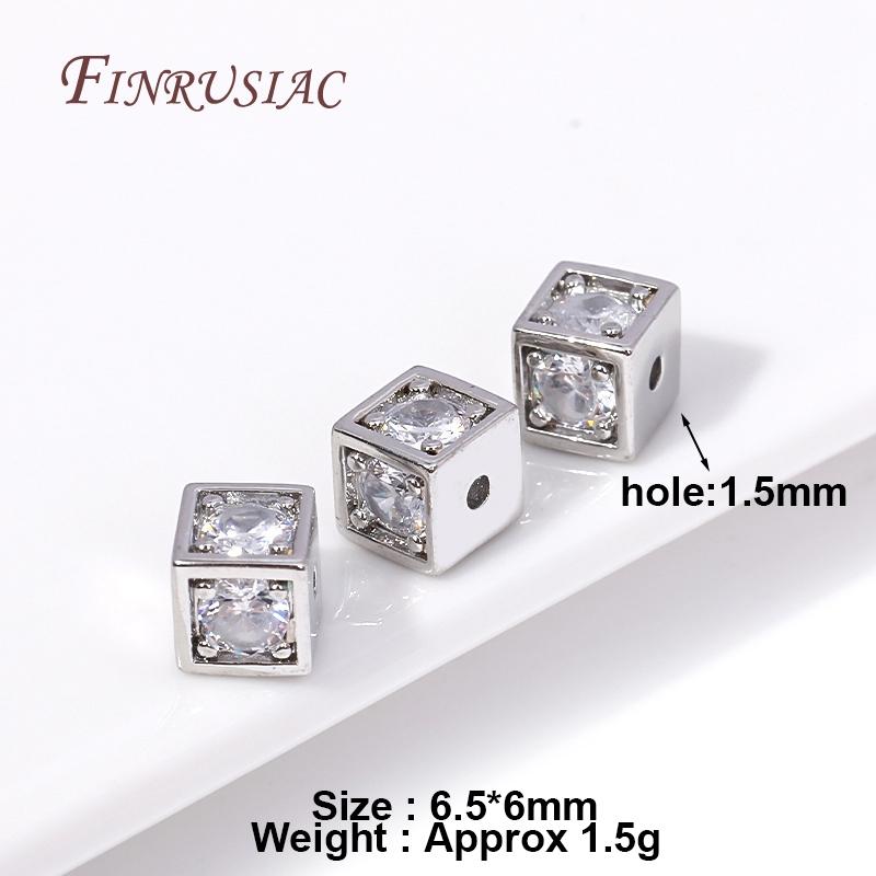 Luxury 18K Gold Plated Inlay Zircon Square Spacer Separator Beads High Quality Jewelry Making DIY Bracelets Necklace Accessories