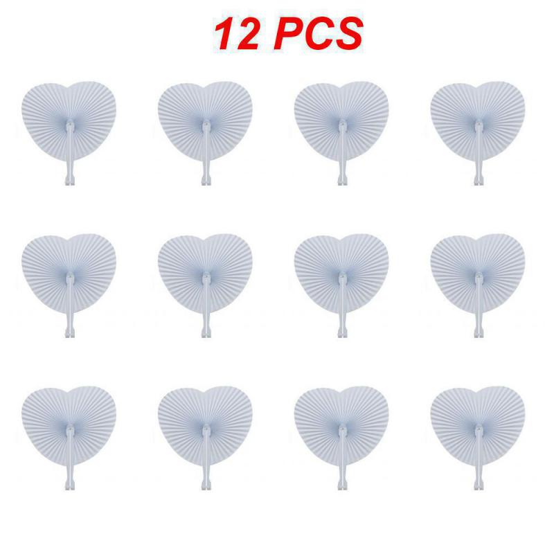 30/20/12PCS White Folding Paper Fan Anniversary Holiday Birthday Weddings Party Decor Guest Gift Souvenirs Home Decor Crafts Fan