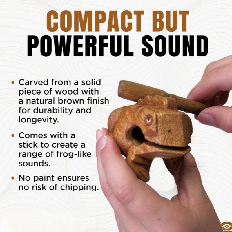 1 Stück Holzfrosch Guiro Raspel, Handgefertigtes Holzfrosch Musikinstrument, Afrikanische Holzfrosch Raspel Musikinstrument für Erwachsene
