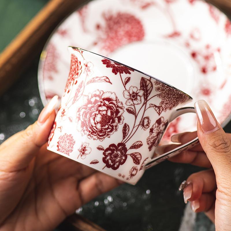 Rui Yi Coffee Cup Ceramic High-value Coffee Cup Household Afternoon Tea Tea Set Cup Saucer Set