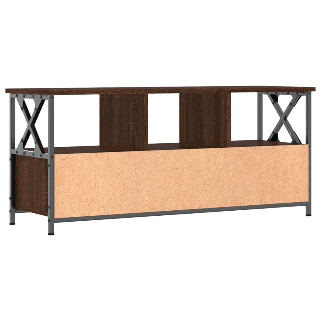 TV Stand in Brown Oak Look 102 x 33 x 45 cm Particleboard & Iron