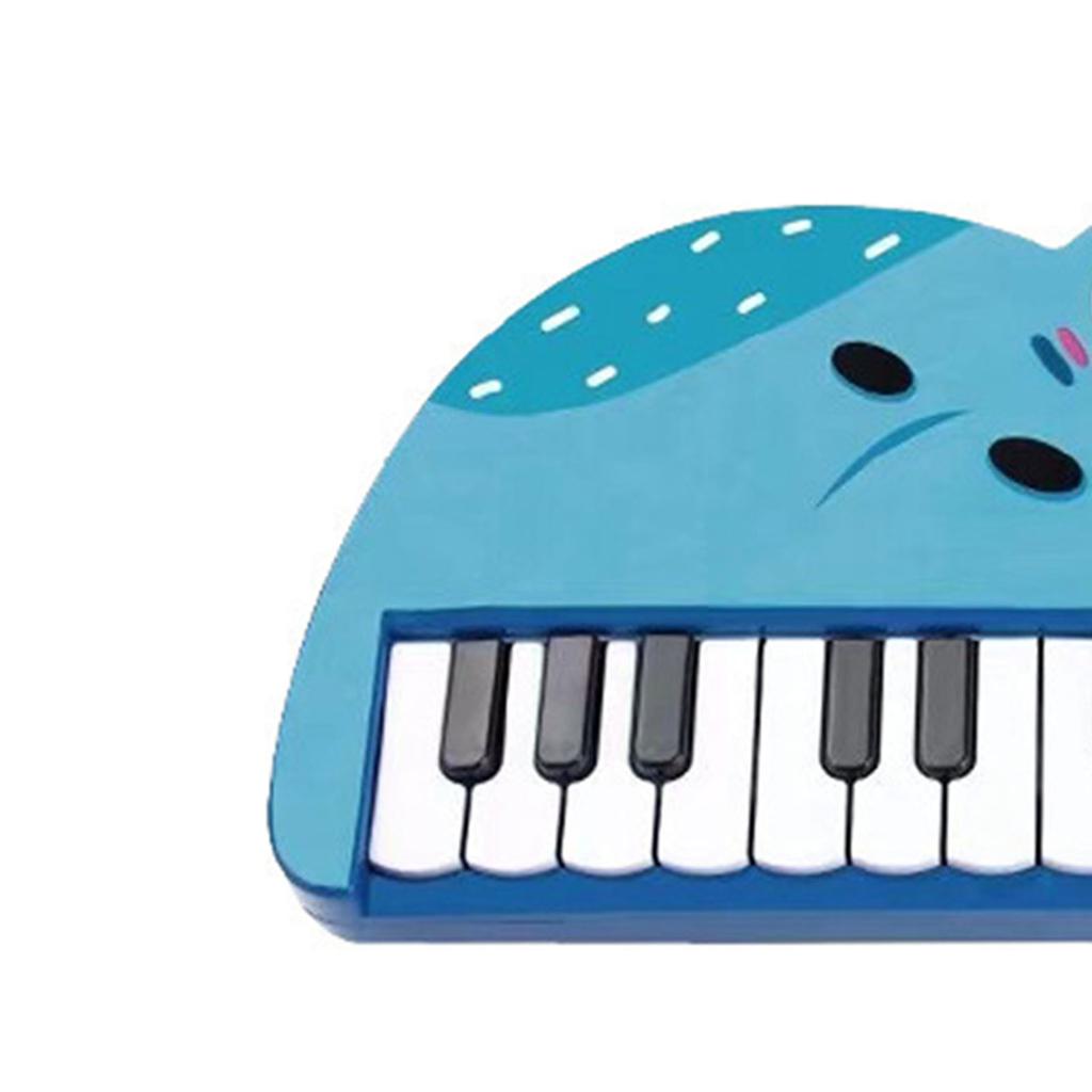 Piano Keyboard for Kids Cartoon 22 Keys Early Educational Animal Toddler Electronic Piano Toys Hippo Style