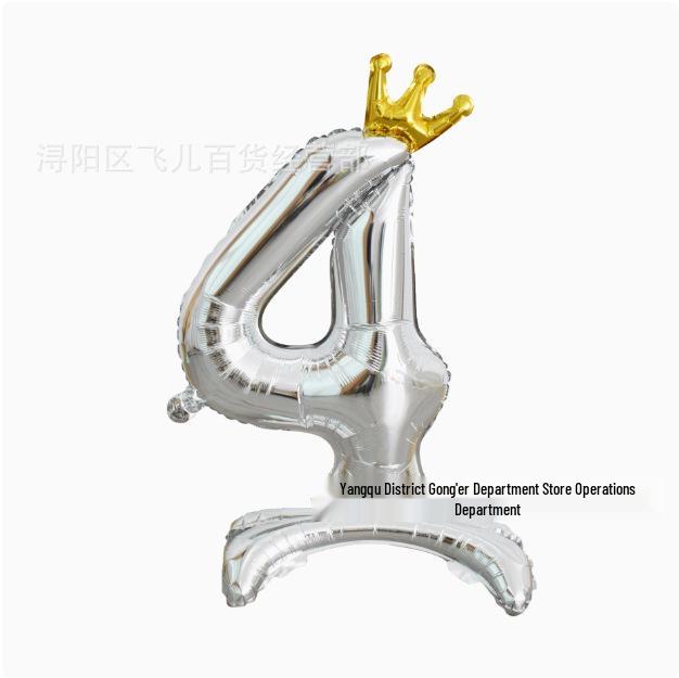 32-Inch Ins Style Digital Standing Crown Base Foil Balloon for Children's First Birthday