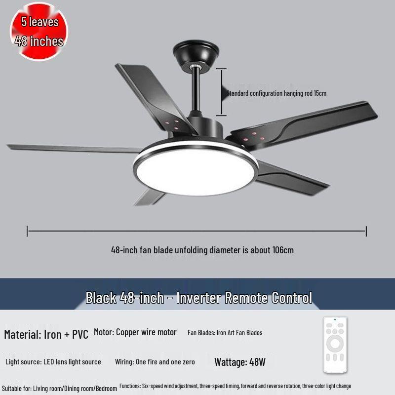 Ultra-thin Silent Ceiling Fan with Light - High Airflow for Living Room, Dining Room, Bedroom