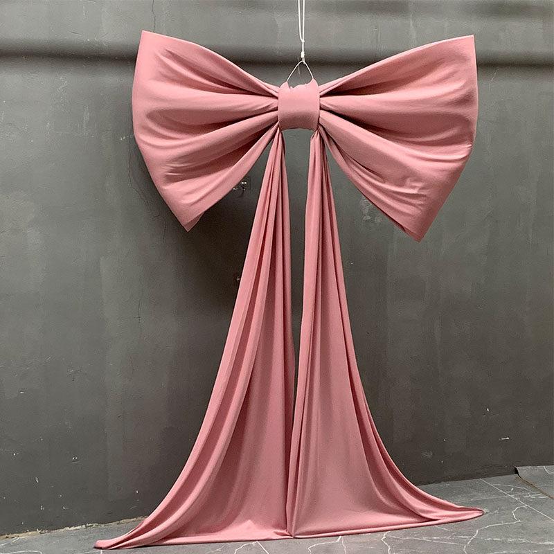 Large Pink Satin Bow With Long