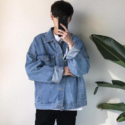 Heren Losse Koreaanse Denim Jas, Trendy Harajuku BF Stijl, Ulzzang Knap en Veelzijdig voor Studenten.