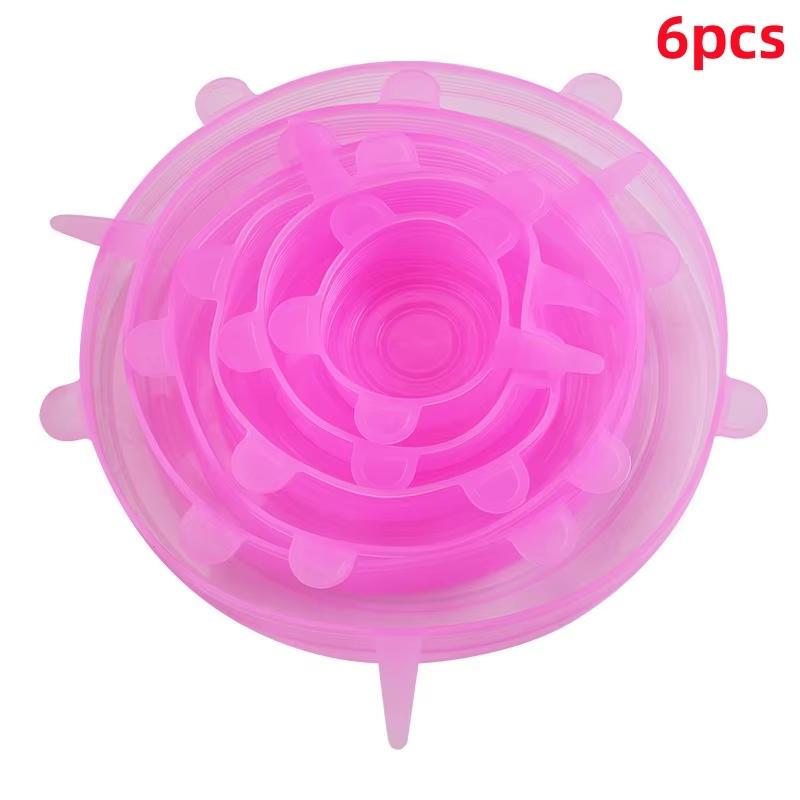 6pcs Reusable Silicone Stretch Lids For Food Bowls - Multifunctional Fruit And Vegetable Fresh-Keeping Cover