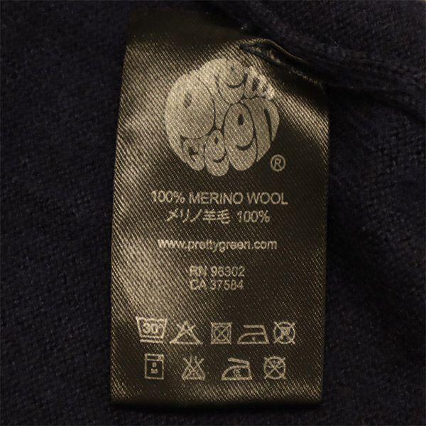 Pretty Green Wool Wappen Long Sleeve Sweater 3 Navy Knit Men's Used