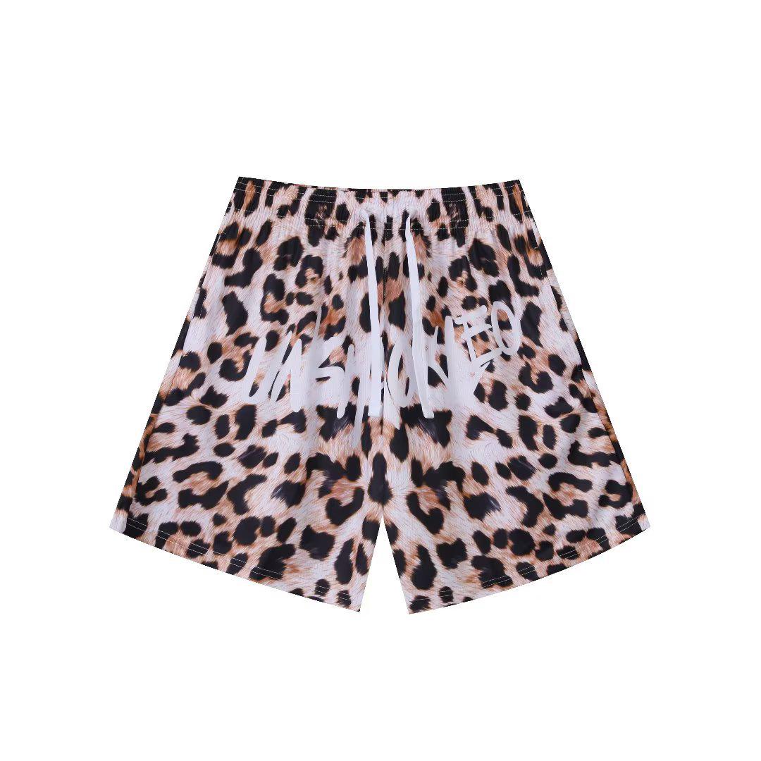 

Спортивные шорты с леопардовым принтом - Унисекс выше колена, уличный стиль, дышащие для тренировок или баскетбола 3XL