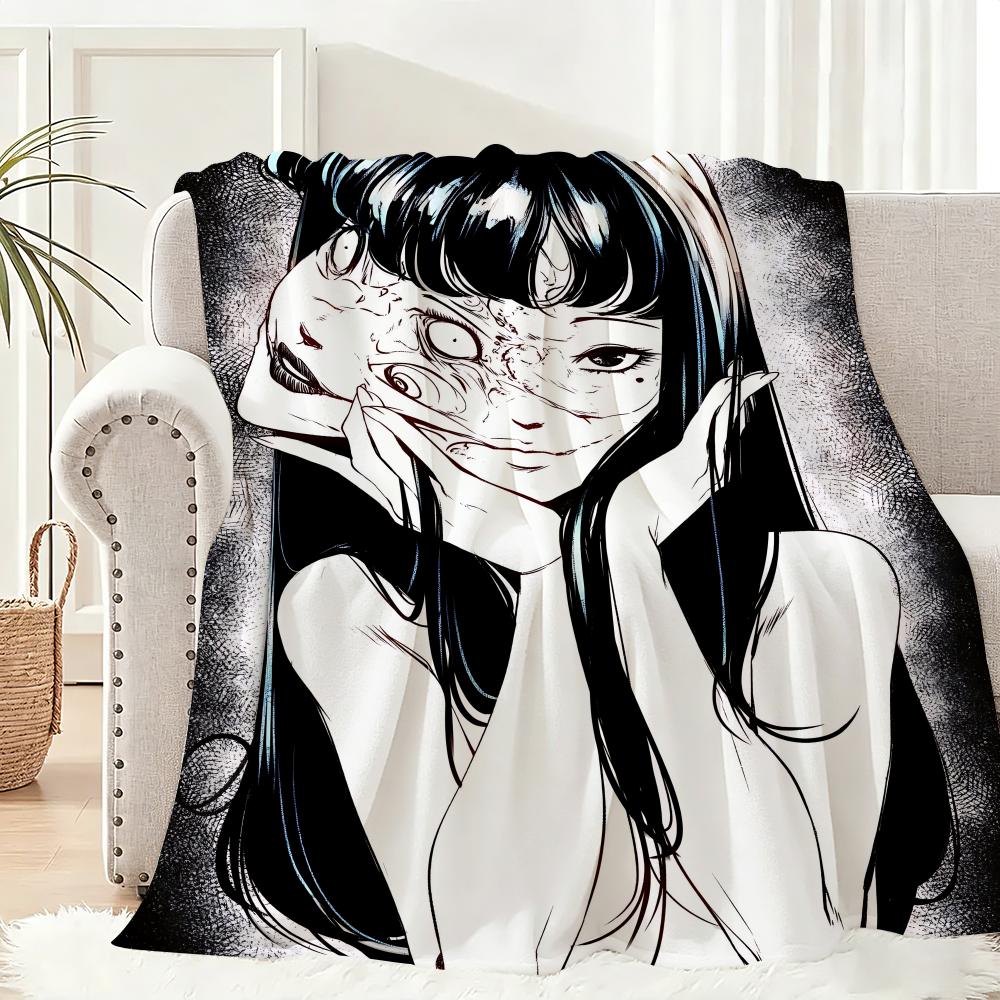 Thriller Movie Junji Ito Tomie Throw Lightweight 240g Flannel Blanket Soft Skin-friendly for Summer Cooling