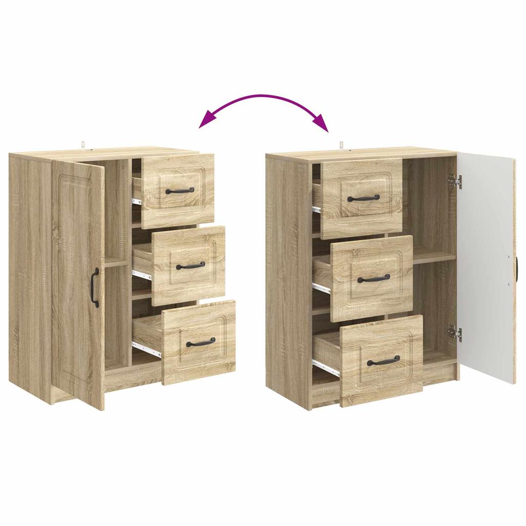Sideboard In Sonoma Oak Finish 66 X 34.5 X 87 Cm Engineered Wood