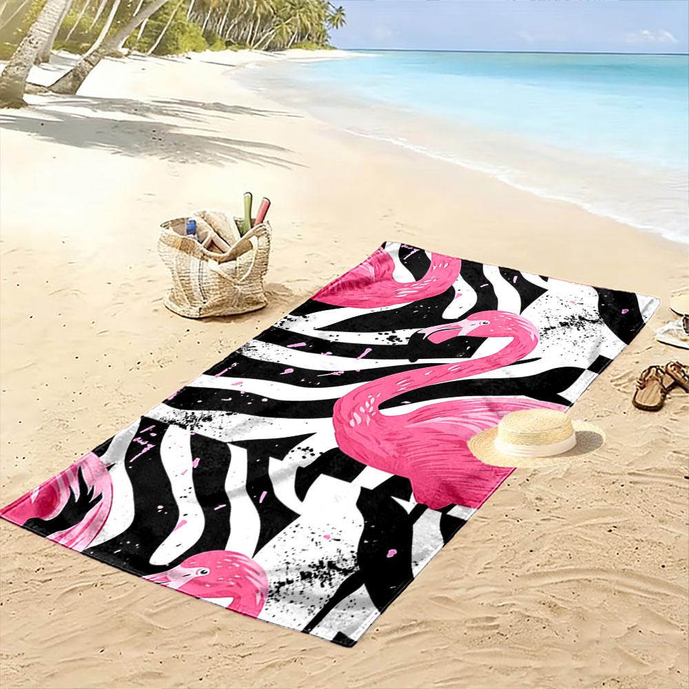 Elegant pink flamingo flair Print beach towel, quick drying, suitable for travel, outdoor sports, jogging, the beach and swimming, gift