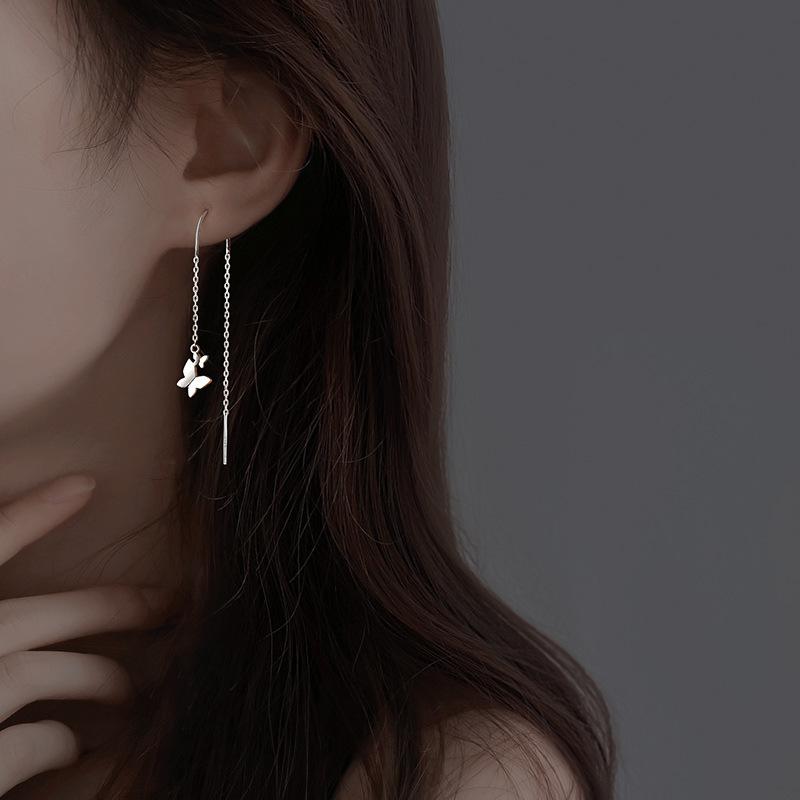 

Длинные серьги с кисточками в виде бабочки, винтажные висячие серьги, модные украшения, корейский стиль, кулон, висячие серьги для женщин