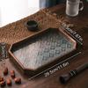 1PC Vintage Wood Glass Walnut Color Snack Storage Box Tea Tray Dry Fruit Snacks Household Tray Storage Box