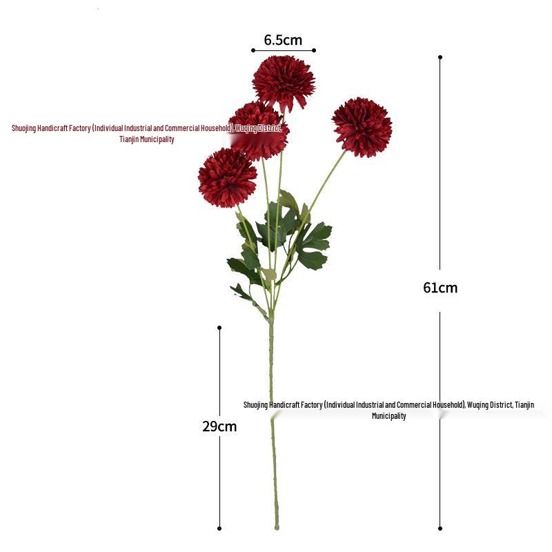 4-Head Artificial Chrysanthemum Stem for Wedding and Indoor Decoration