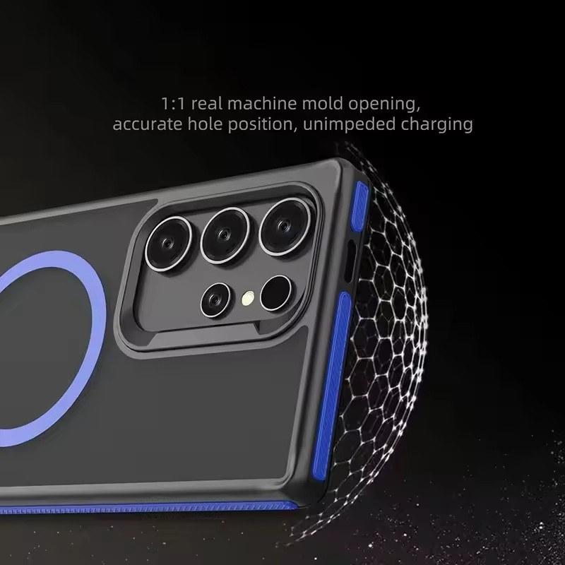 Husă magnetică pentru telefon pentru Samsung Galaxy S25 S23 S22 S24 Ultra Plus Magsafe Încărcare fără fir Husă mat translucidă rezistentă la șocuri