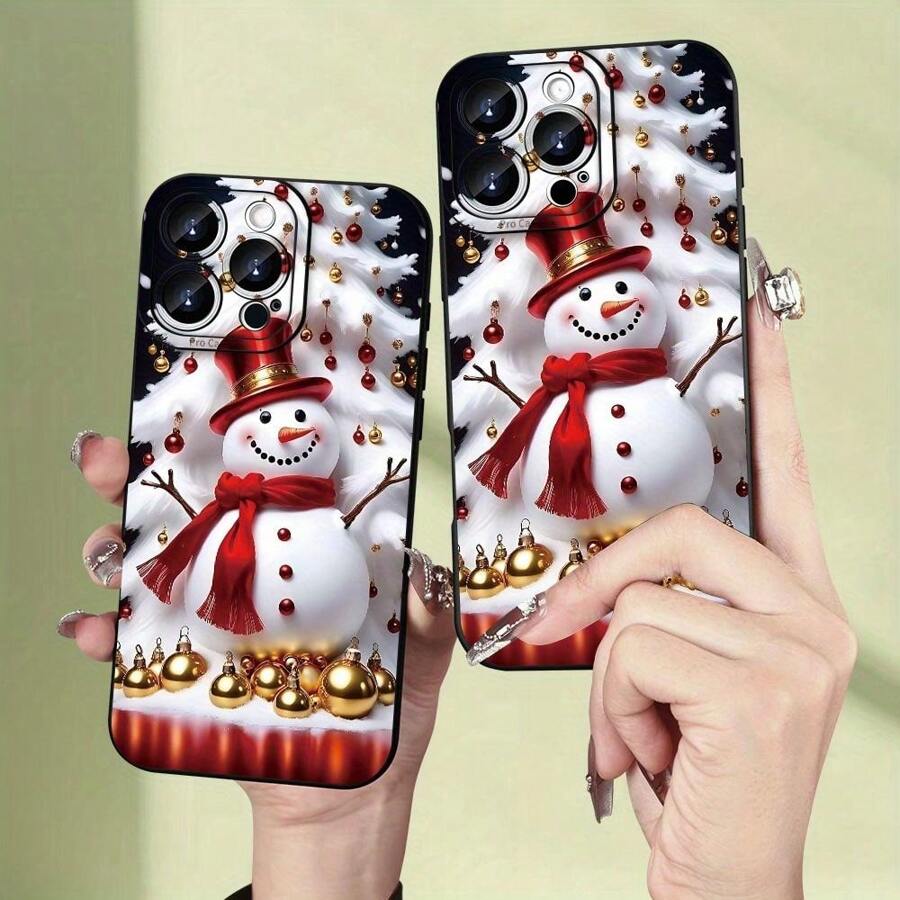 Christmas Snowman Pattern Phone Case For iPhone 17 16 Pro Max 11 12 13 14 15 Pro 7 8 Plus XS X XR SE2 16e Shockproof Soft Cover