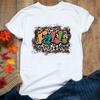 Halloween Be Thankful Pumpkin Print Women White T Shirt Sweet Fall Greatful Blessed Female Short Sleeve