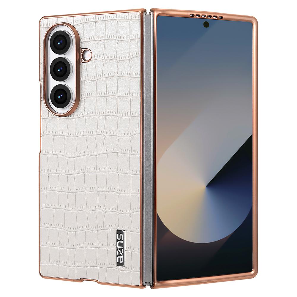 AZNS For Samsung Galaxy Z Fold7 5G Case Electroplating Crocodile Texture PU+PC Phone Cover