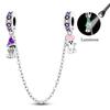 Safety Chain Charms 925 Silver Love Bow Star Moon Snowflake Safety Chain Fit Bracelet DIY Women's Jewelry