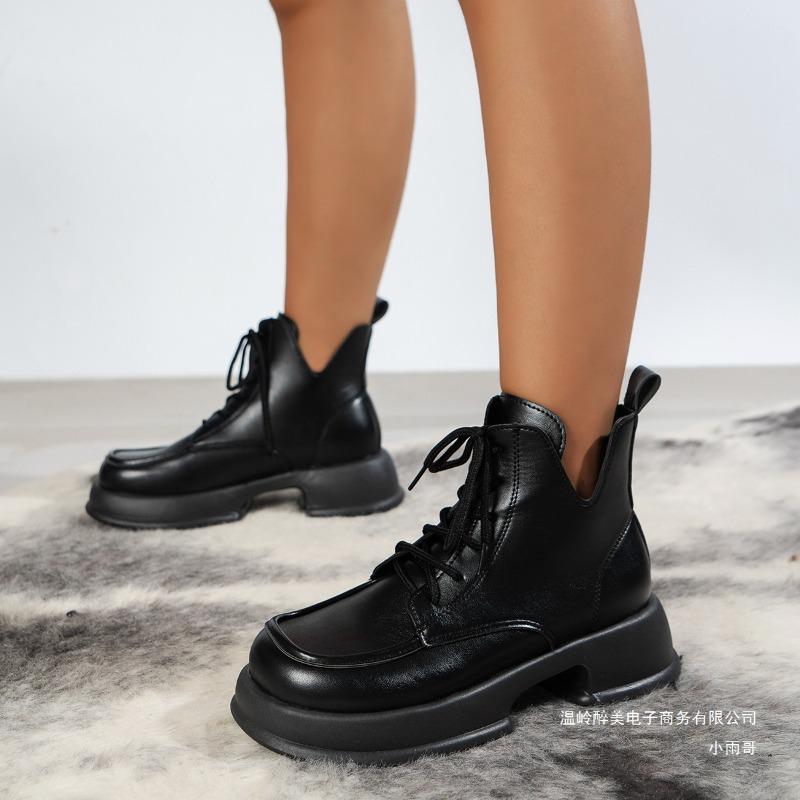 Martin Boots Women's Autumn New British Style Fashion Round Head Strap Thick Heel Short Boots Spot Wholesale