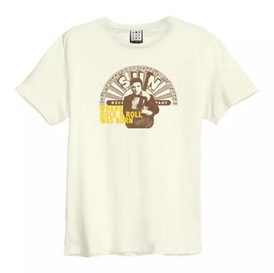 Sun Records & Elvis - Rock & Roll Amplified Vintage White T Shirt