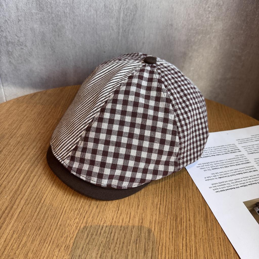 Color Grid Solid Vintage Beret Women Adjustable Fit Sunshade All Cap Seasons