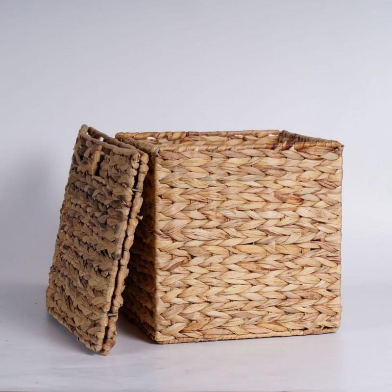 Foldable Water Hyacinth Storage Basket Handwoven Organizer Bin Fruits Books Toys Home Decluttering
