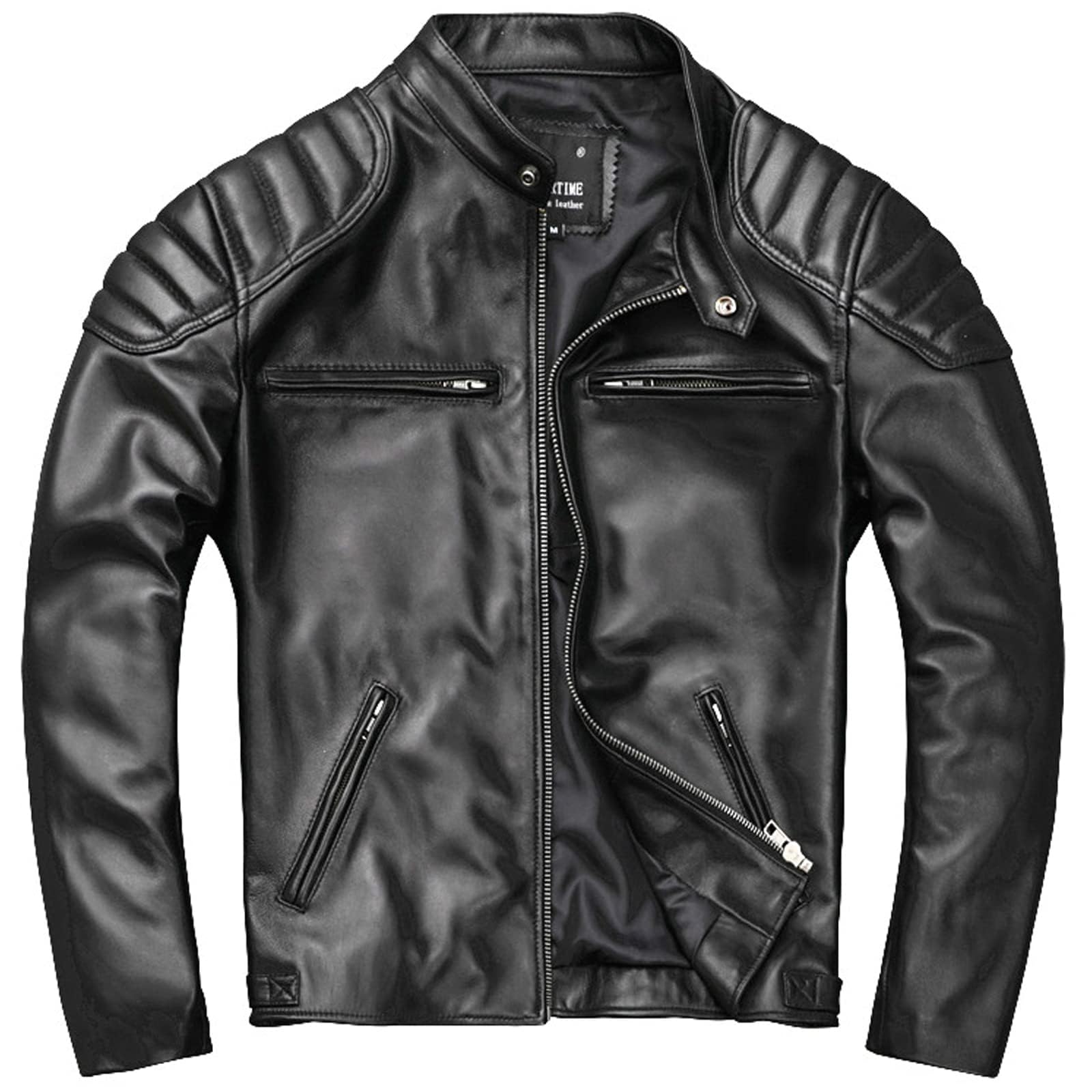 NBLL Genuine Leather Motorcycle Leather Lambskin Leather Winter Flight Casual Men s Jacket, Coat, Blouson, Rider s Jacket, Single-Breasted Outerwear, чёрный