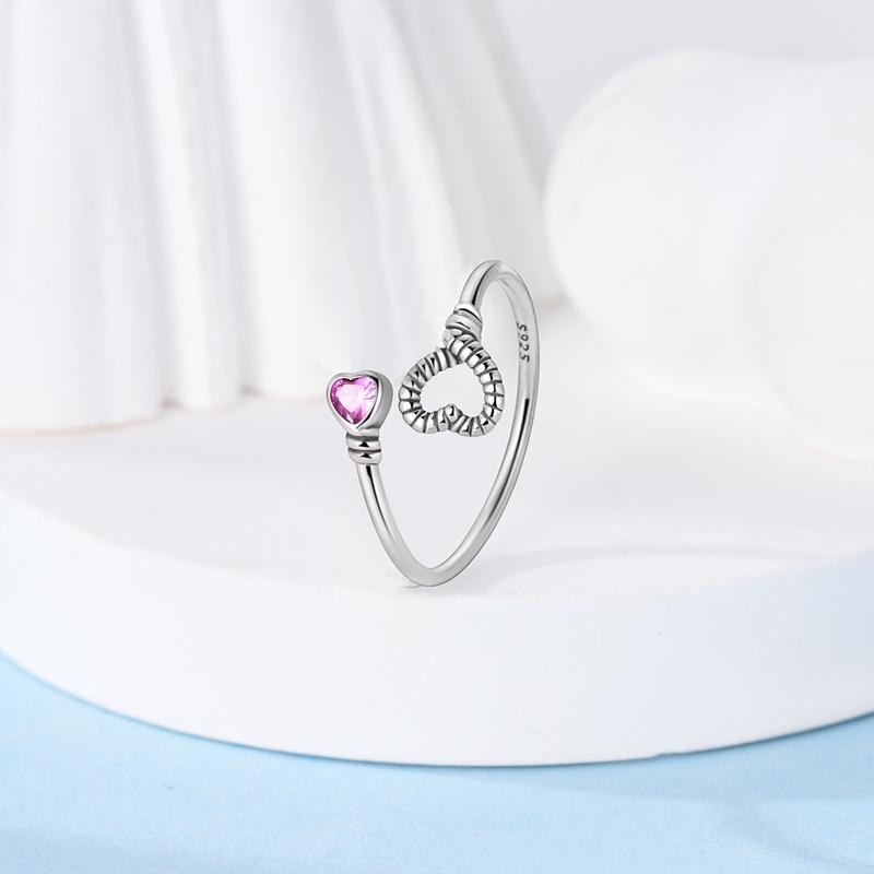 Genuine Genuine Copper Open Rings Love Heart Zircon Rings Luxury Bands For Women Girls Party Present Choice Fashion Wedding