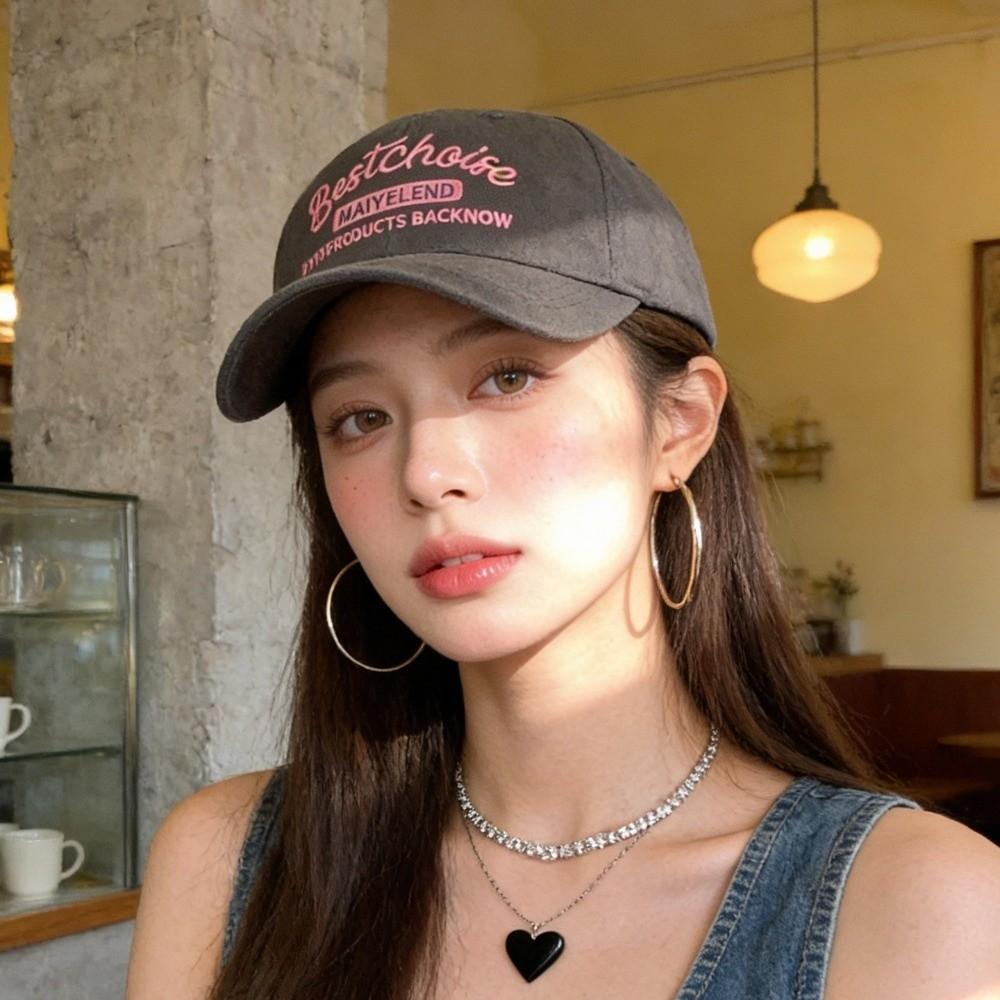 Solid Color Embroidery Letter Baseball Cap Cotton Peaked Cap Apparel Accessories Sun Hat  Girl