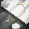 Women's Korean Style Minimalist Stainless Steel Necklace with Mother-of-Pearl Demon Eye Pendant