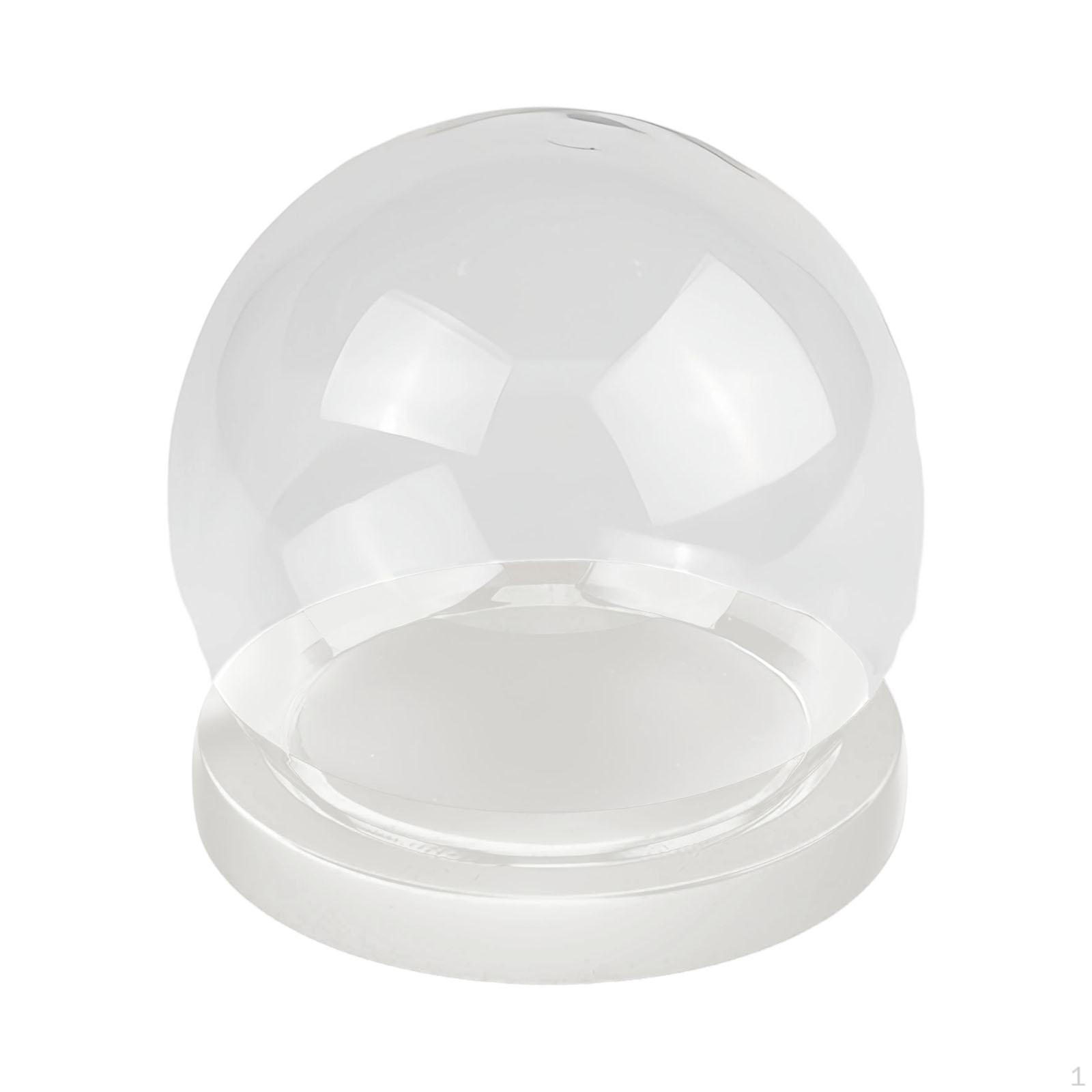 

Jar, Glass Ball Cover, Stand with Wooden Base, Transparent Preserving Jar for Displaying Stones, White flat base