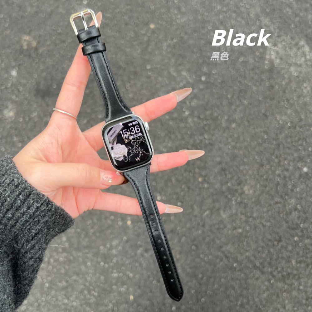 Slim Leather Strap For Apple Watch Series 11 46mm Band 42mm 49mm 44mm 40mm 41mm 45mm 38mm 45mm IWatch Ultra 2/3 S10 9 8 7 SE 6 5 4 3 2 Woman Bracelet