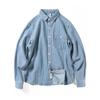 Men's Trendy Retro Casual Denim Shirt: Spring/Autumn Stripe Lapel Long Sleeve