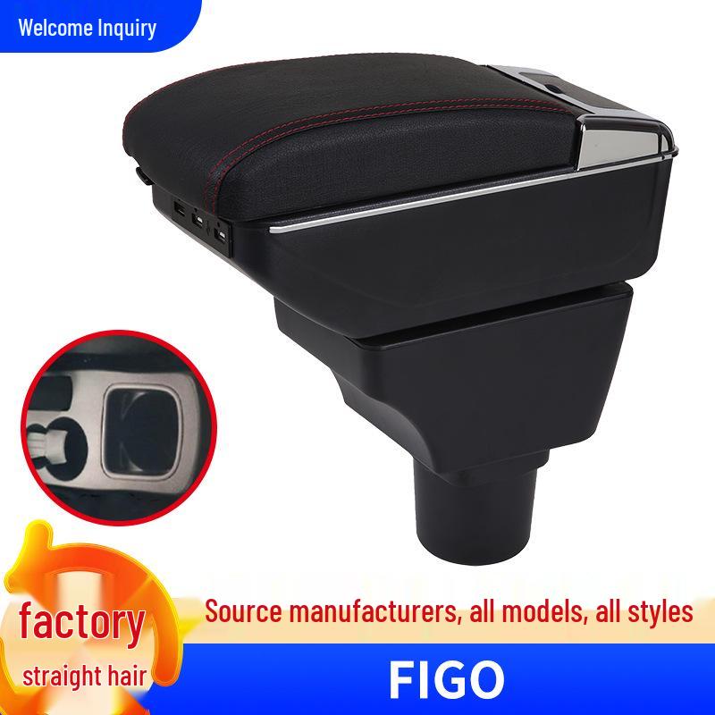 

Ford Figo Car Armrest Storage Box - Suitable for Modified Models Single Layer Black/Red