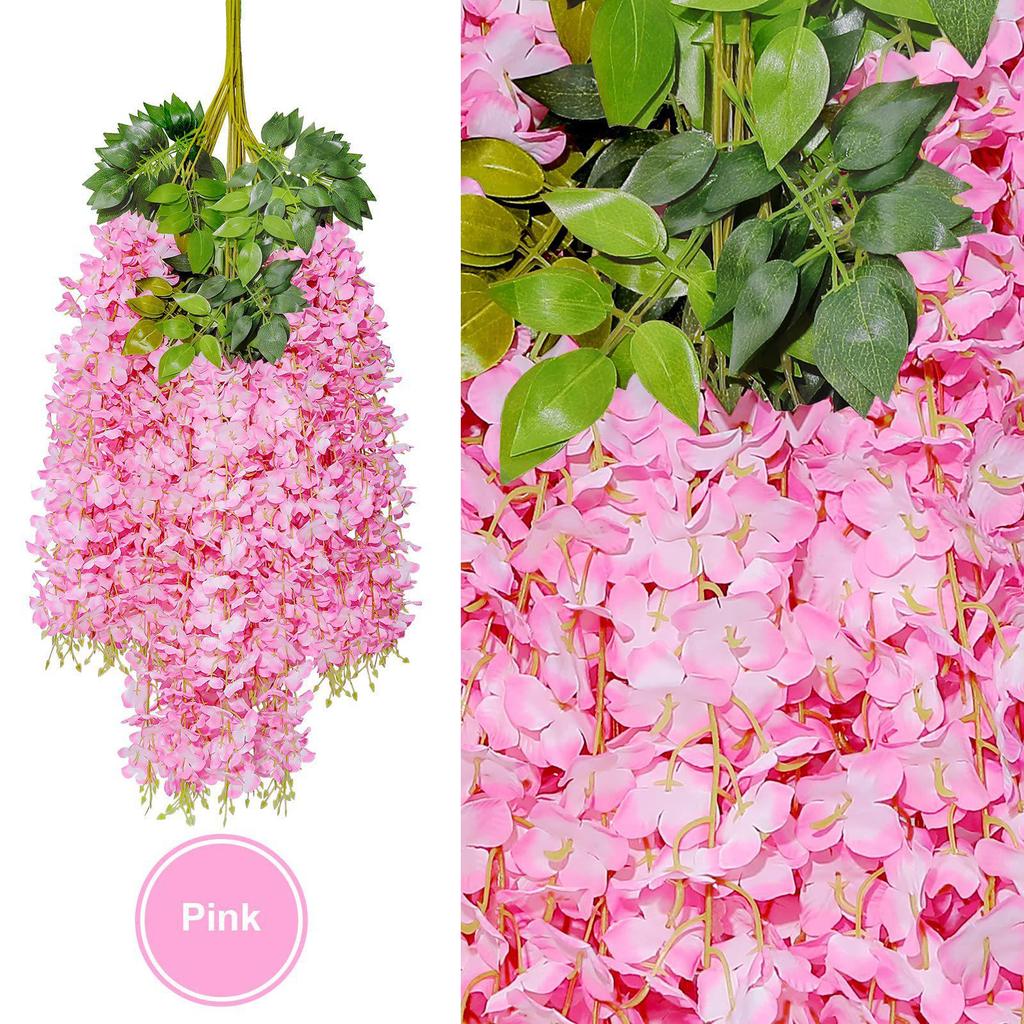 Artificial Wisteria Vine - Violet Hanging Flowers for Ceiling & Wedding Decoration